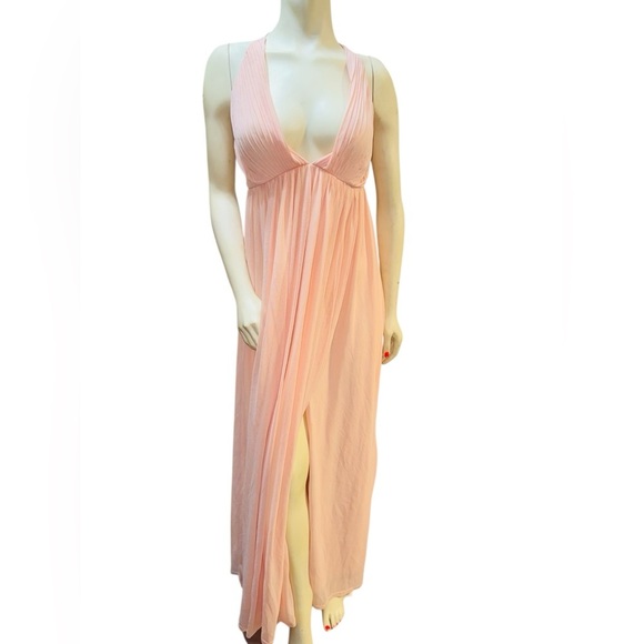 Missguided Plunging Neck Maxi Dress Peach Size 6 - Picture 9 of 16